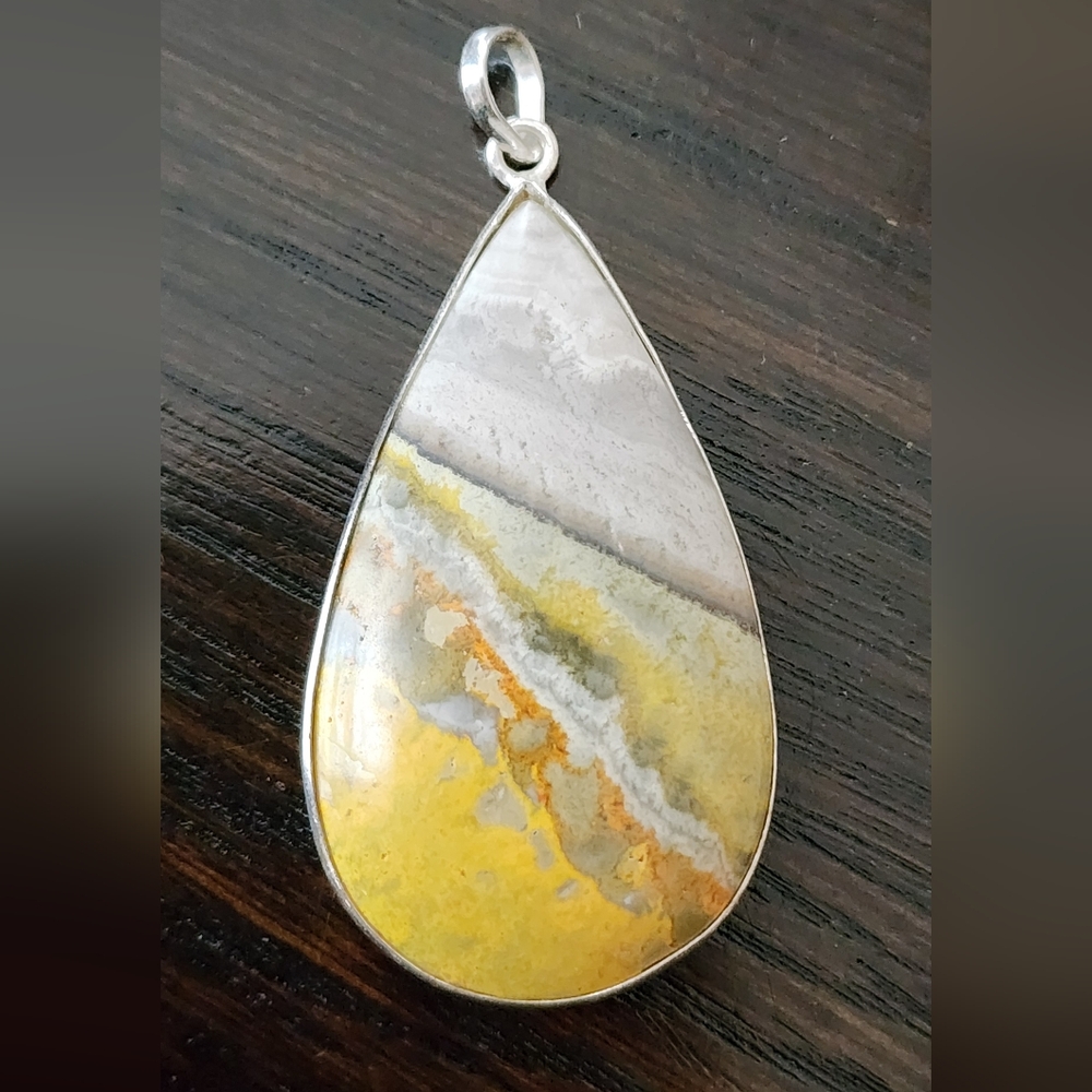 Bumblebee Jasper Sterling Silver Teardrop Pendant
